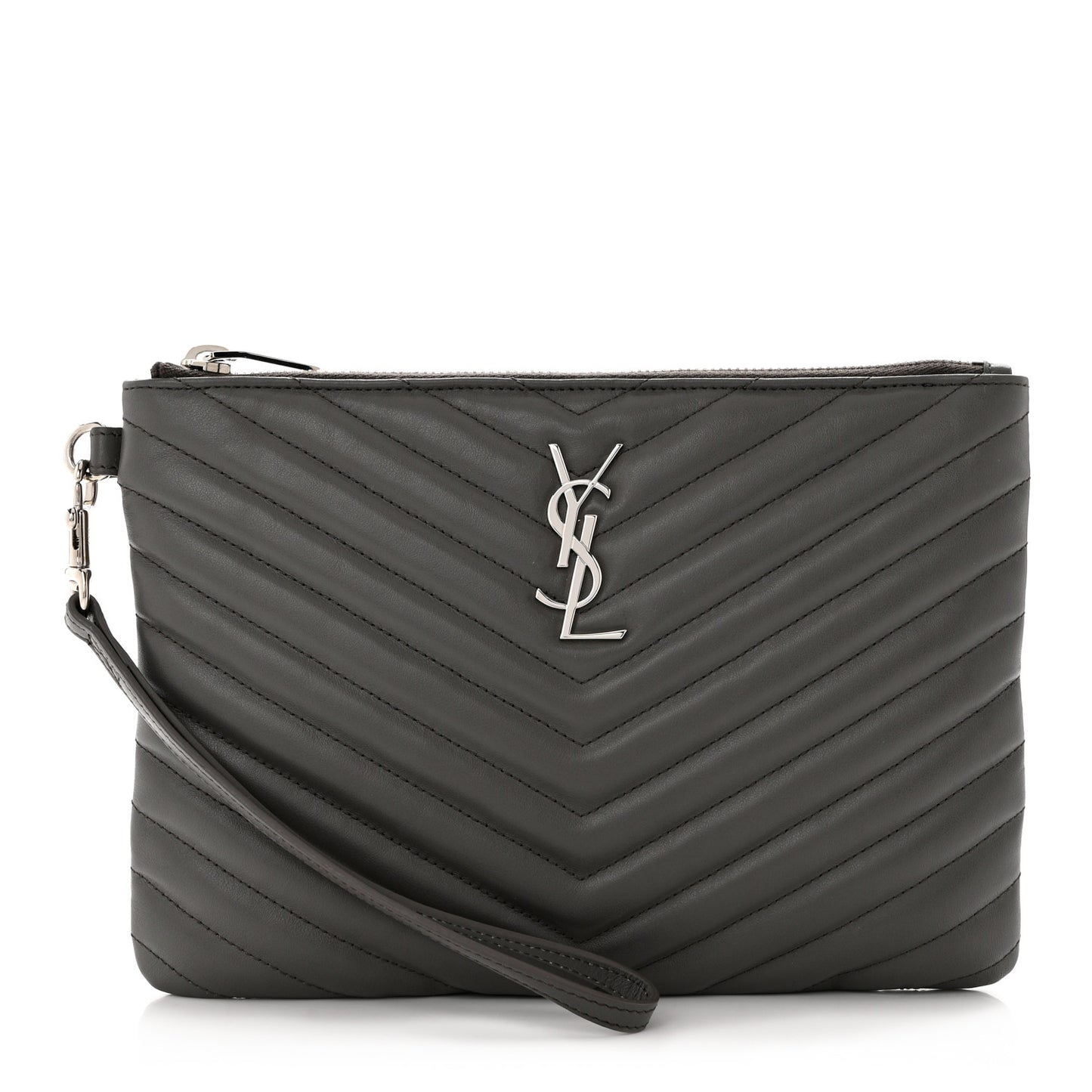 Calfskin Matelasse Chevron Monogram A5 Wristlet Earth