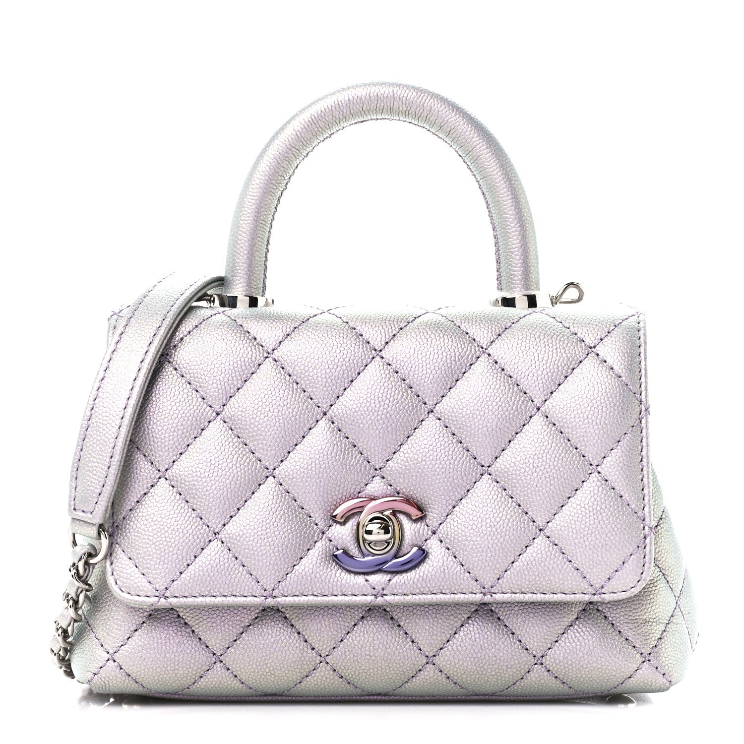Chanel Iridescent Caviar Quilted Extra Mini Coco Handle Flap Purple 1 of 11