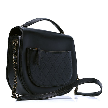 Chanel Shiny Calfskin Goatskin Quilted Medium Coco Curve Messenger Flap Black 3 of 5