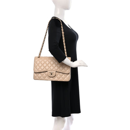 Chanel Caviar Quilted Jumbo Double Flap Beige 2 of 9