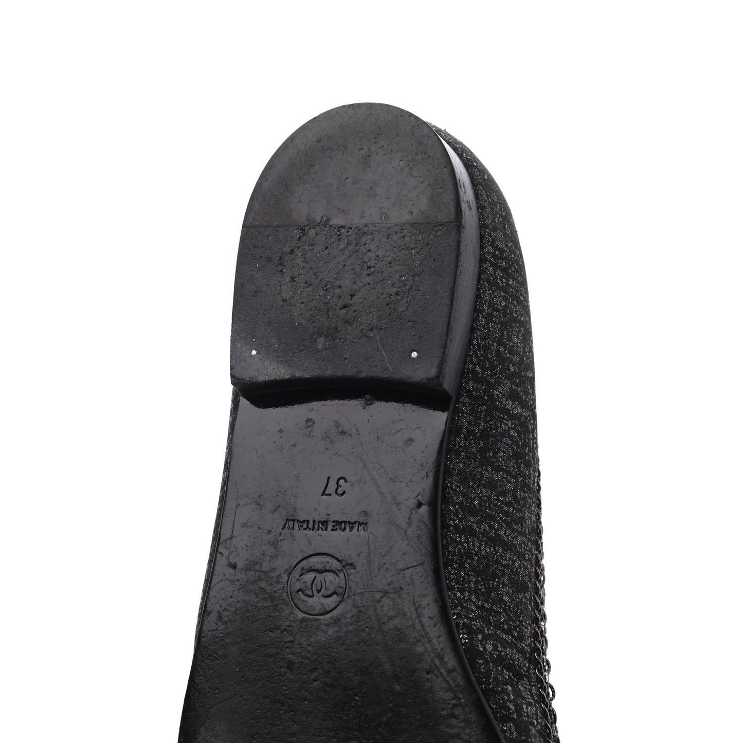Tweed Patent Cap Toe Ballerina Flats 37 Black