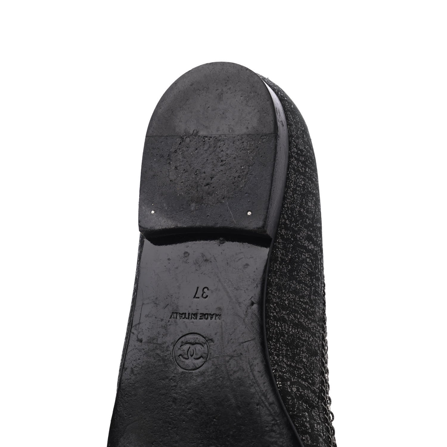 Chanel Tweed Patent Cap Toe Ballerina Flats 37 Black 15 of 23