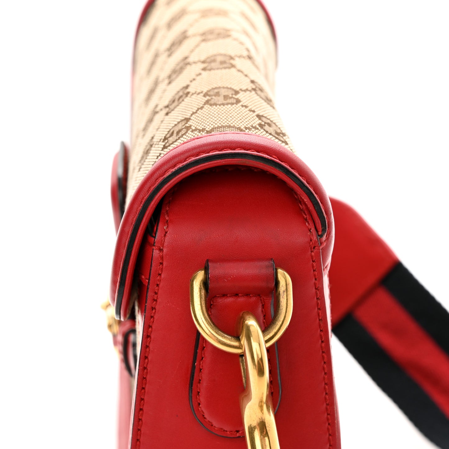 Monogram Ruinart Calfskin Medium Lady Web Shoulder Bag Beige Ebony Hibiscus Red