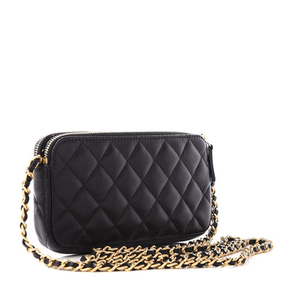 Chanel Lambskin Quilted Small Clutch With Chain Black 2 of 9