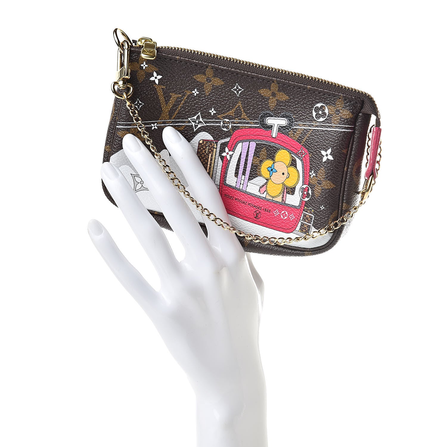 Louis Vuitton Monogram 2019 Christmas Animation Mini Courchevel Pochette Accessories Fuchsia 2 of 8
