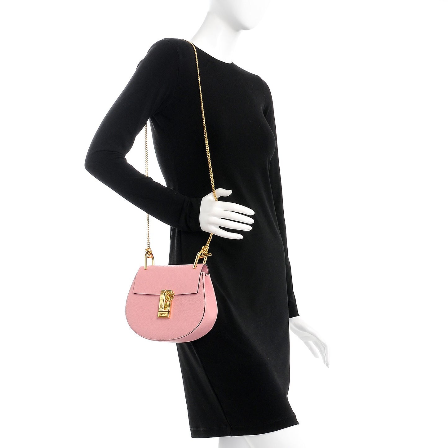 Grained Lambskin Mini Drew Shoulder Bag Washed Pink