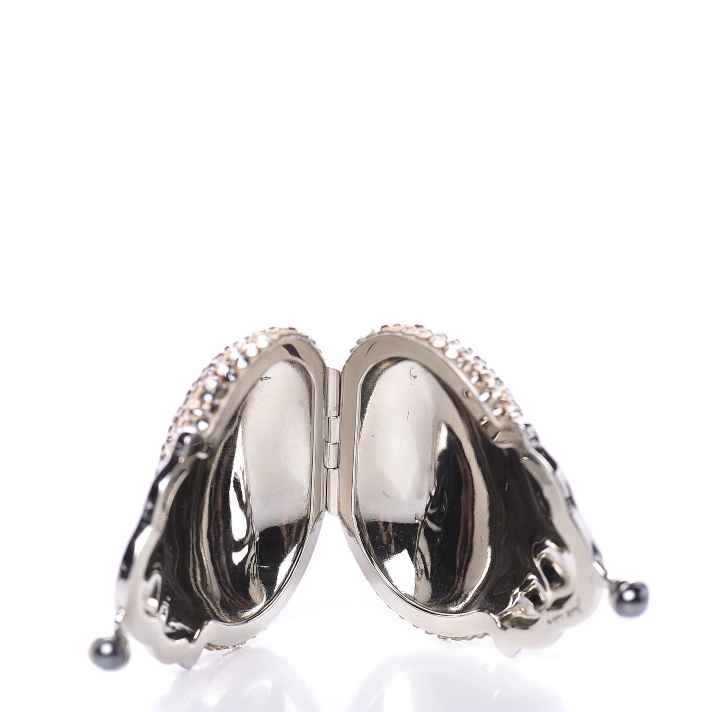 Crystal Minaudiere Pill Case Silver Gold