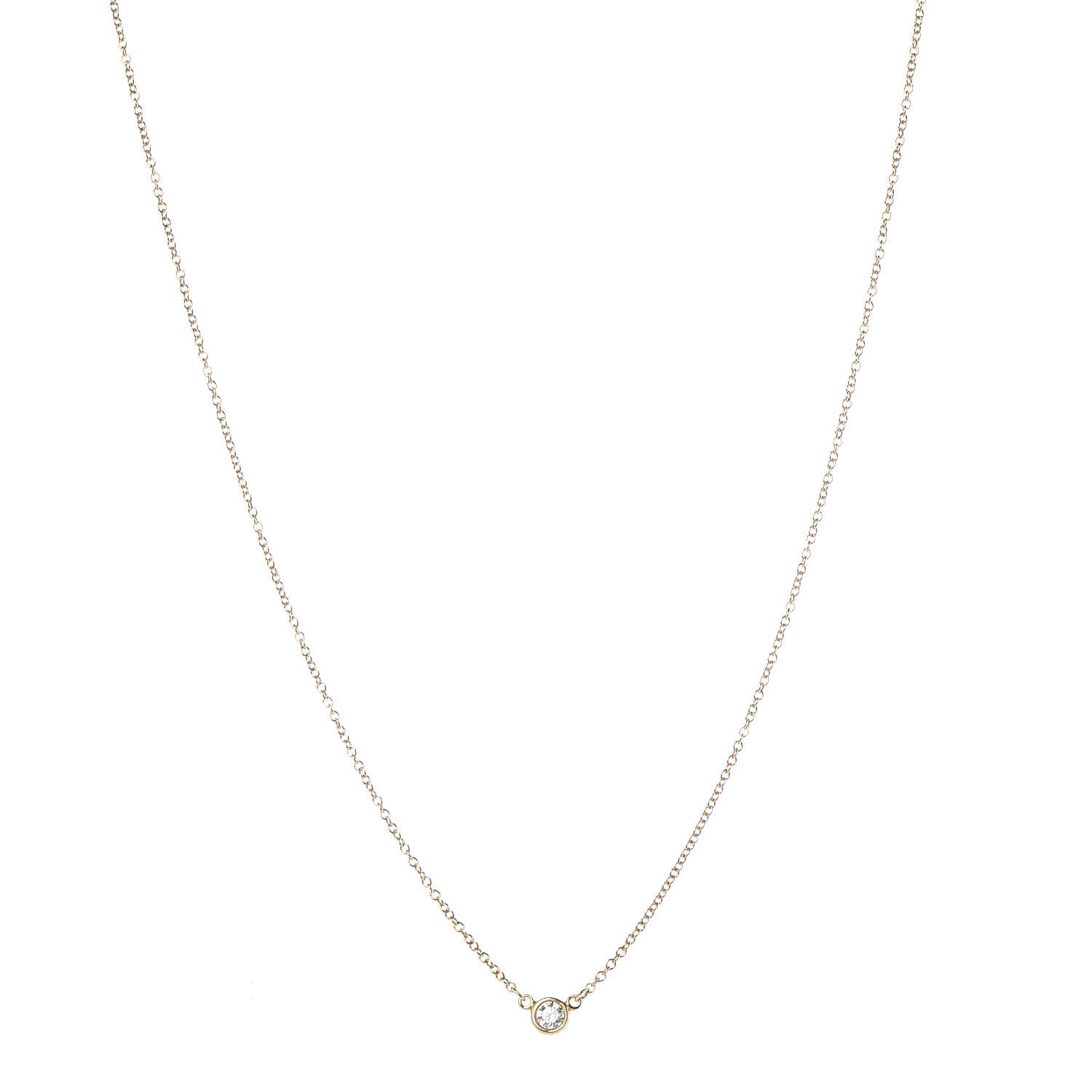 Tiffany 18K Yellow Gold Diamond .12ct Elsa Peretti Diamonds by the Yard Pendant Necklace 1 of 7