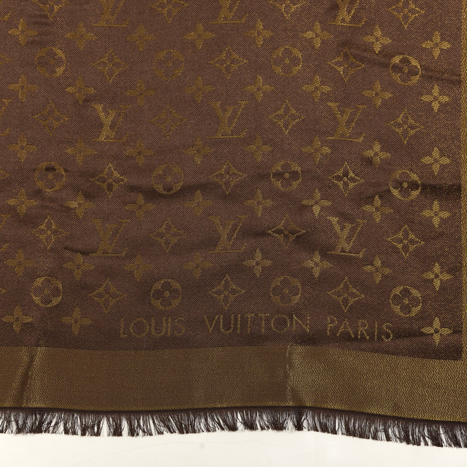 Louis Vuitton Silk Lurex Wool Monogram Shine Shawl Marron 6 of 6