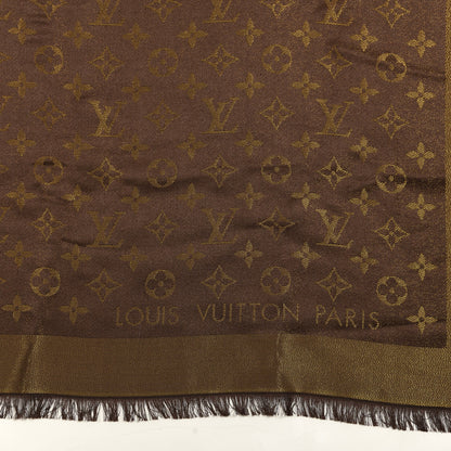 Louis Vuitton Silk Lurex Wool Monogram Shine Shawl Marron 6 of 6