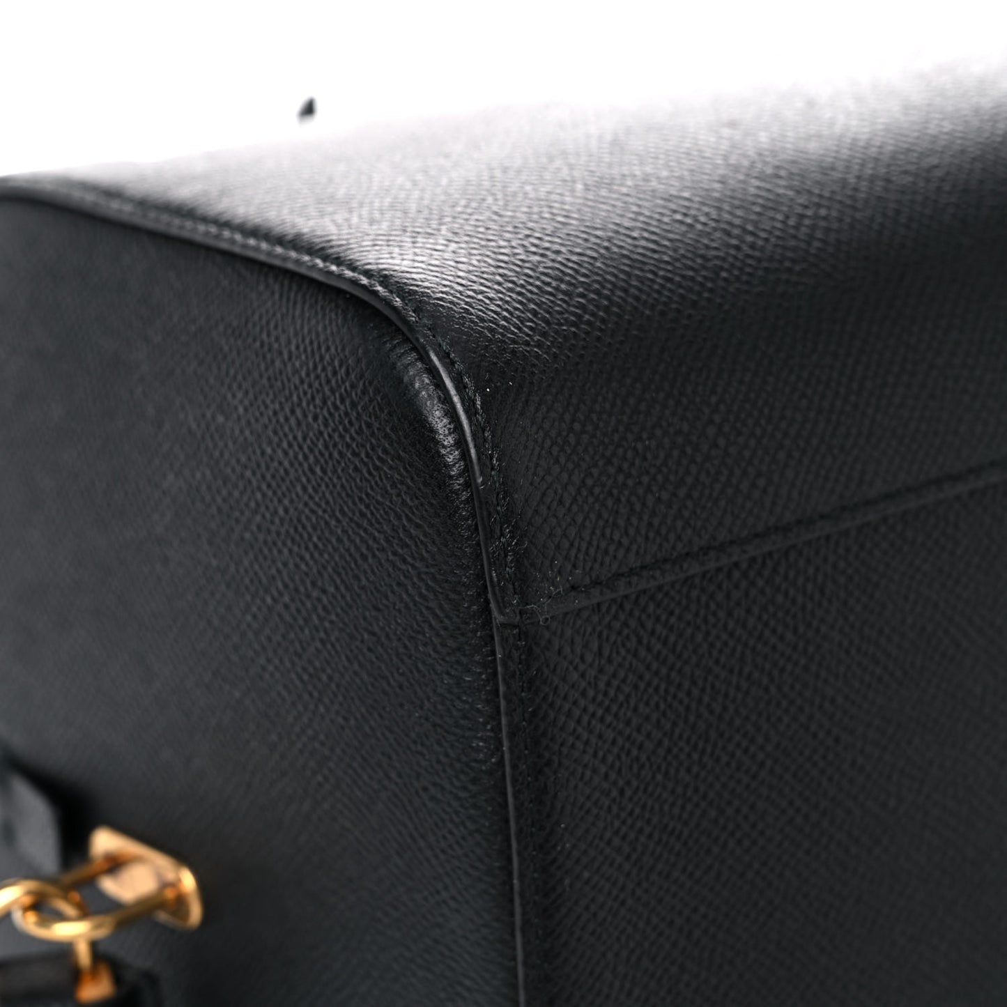 Grained Calfskin Medium Ville Bowling Bag Black