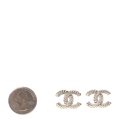 Chanel Crystal Chain CC Earrings Gold 2 of 4
