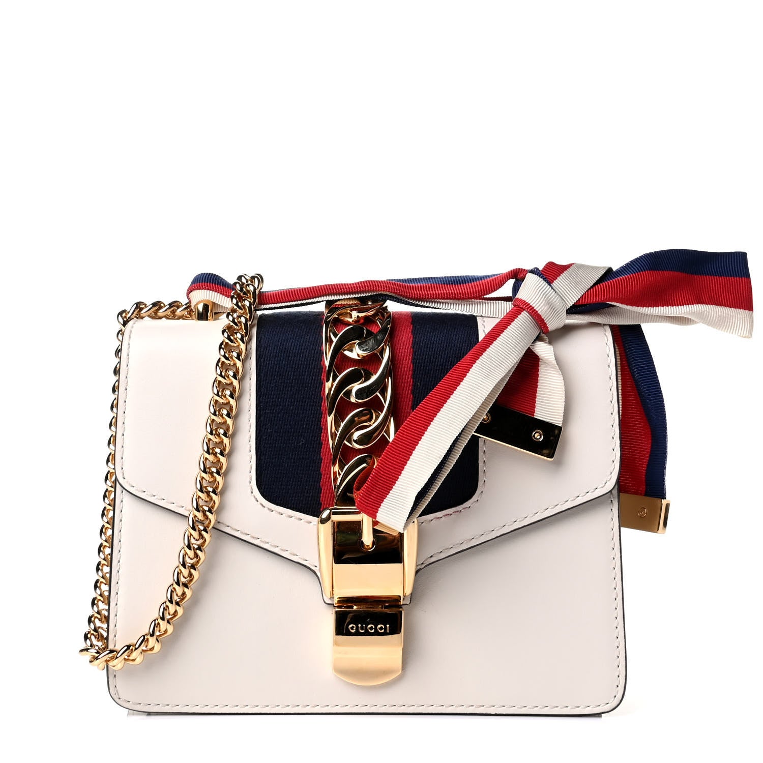 Gucci Calfskin Mini Sylvie Chain Shoulder Bag White 1 of 5