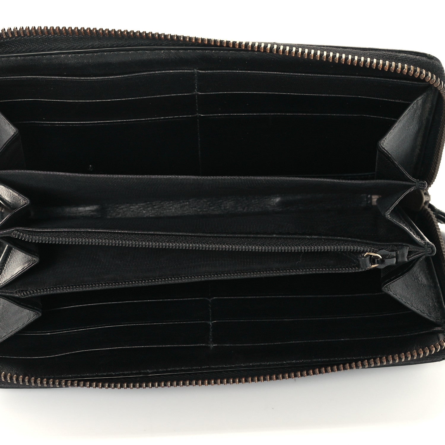 Gucci Calfskin Matelasse GG Marmont Zip Around Wallet Black 5 of 9