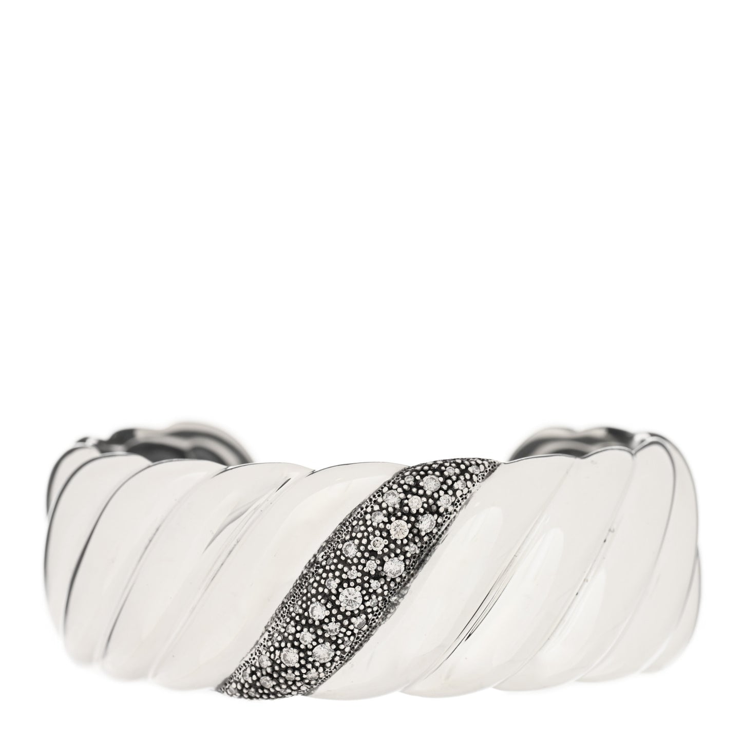Sterling Silver Diamond Midnight Melange Sculpted Cuff Bracelet