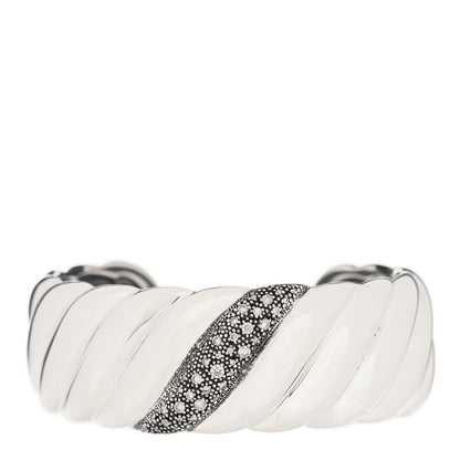 David Yurman Sterling Silver Diamond Midnight Melange Sculpted Cuff Bracelet 1 of 4