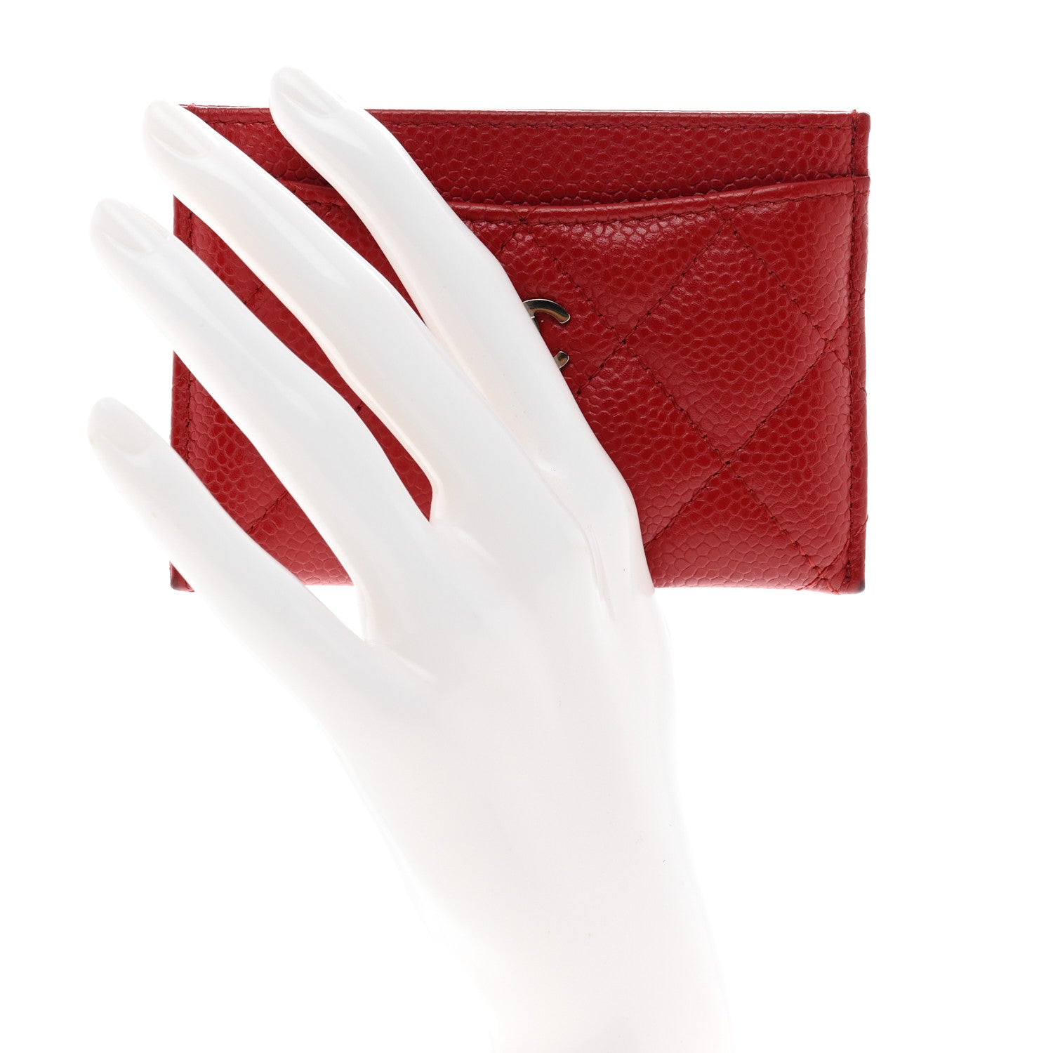 Chanel Caviar Quilted Card Holder Red 2 of 9