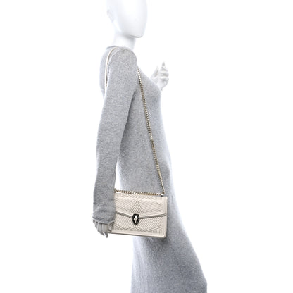 Bulgari Nappa Serpenti Forever Chain Diamond Blast Shoulder Bag Ivory Gold 2 of 9