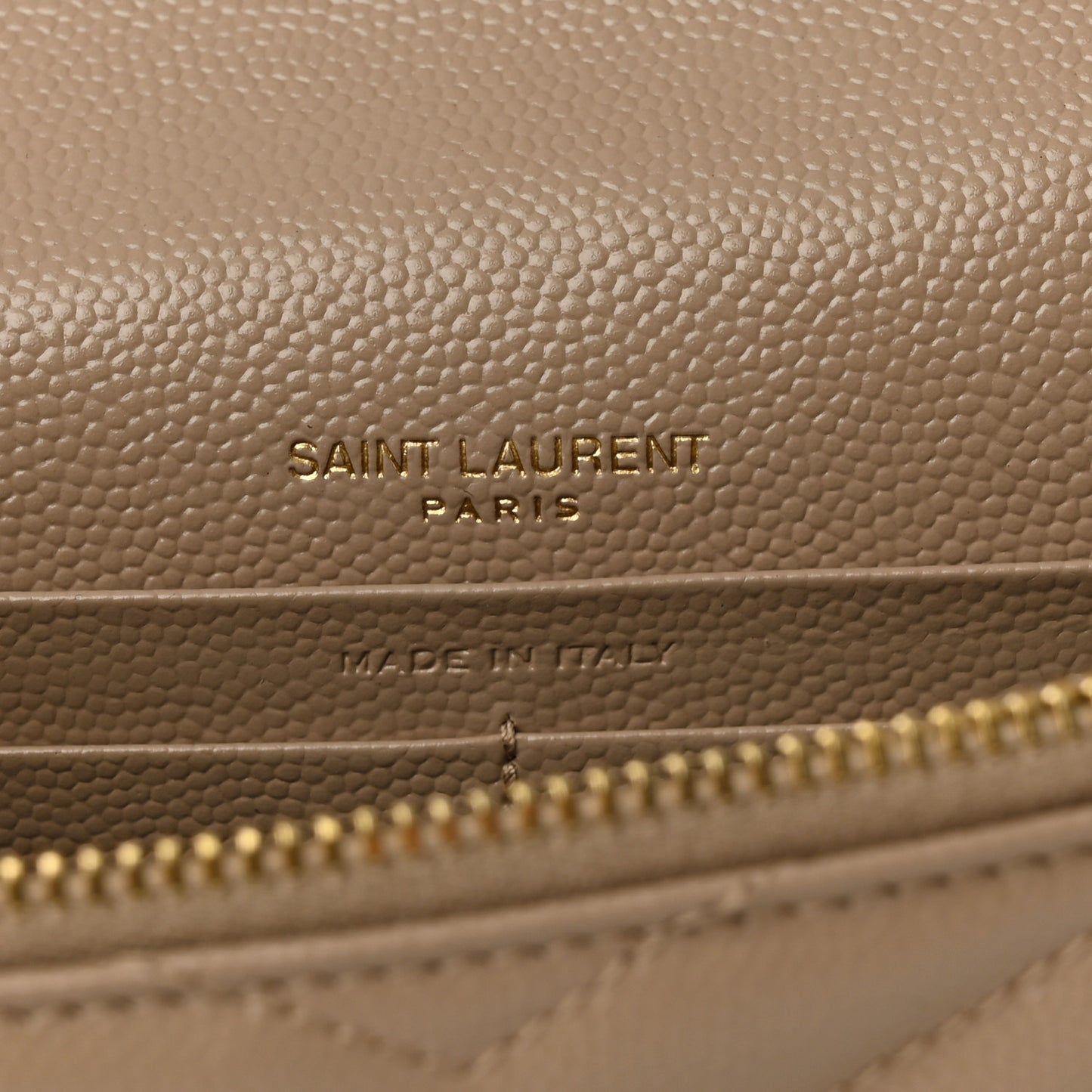Grain De Poudre Matelasse Chevron Monogram Envelope Chain Wallet Dark Beige