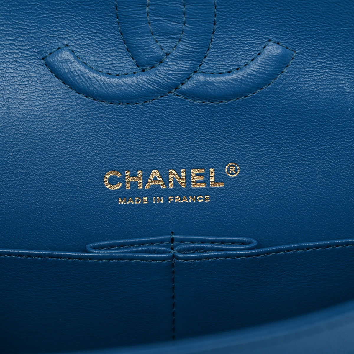 Chanel Caviar Quilted Medium Double Flap Blue 6 of 12