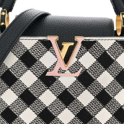 Louis Vuitton Taurillon Embroidered Vichy Capucines BB Black White 7 of 11