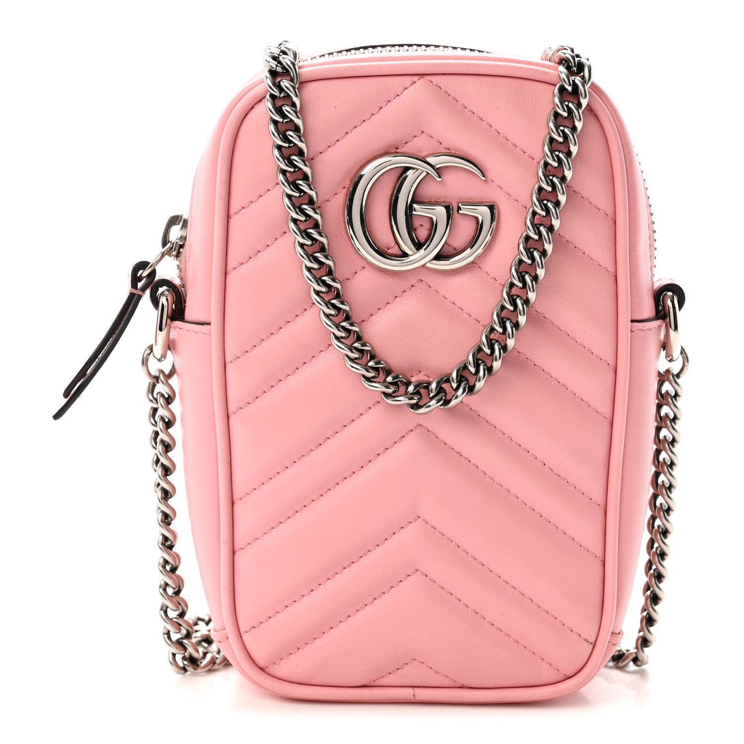 Gucci Calfskin Matelasse Mini GG Marmont Crossbody Bag Wild Rose 1 of 10