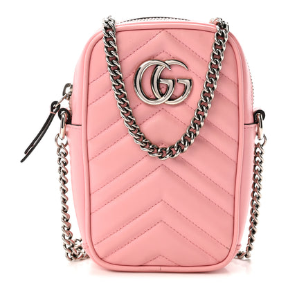 Gucci Calfskin Matelasse Mini GG Marmont Crossbody Bag Wild Rose 1 of 10