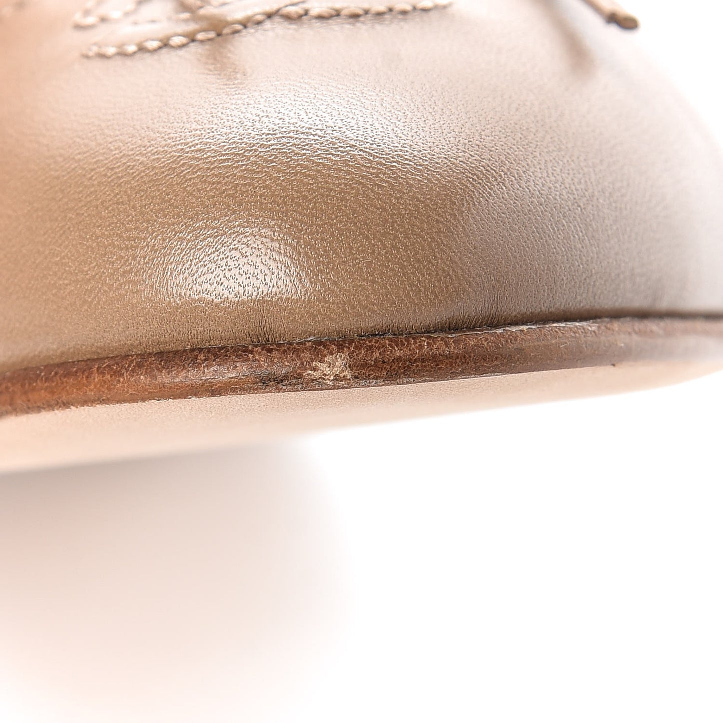 Lambskin Cap Toe Ballerina Flats 39.5 Light Brown