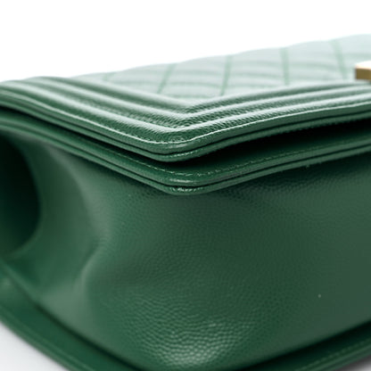 Chanel Caviar Quilted Medium Boy Flap Green 8 of 12