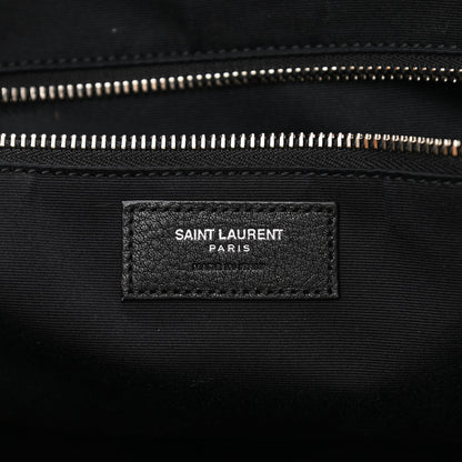 Saint Laurent Raffia Linen Calfskin Rive Gauche Tote Black 6 of 8