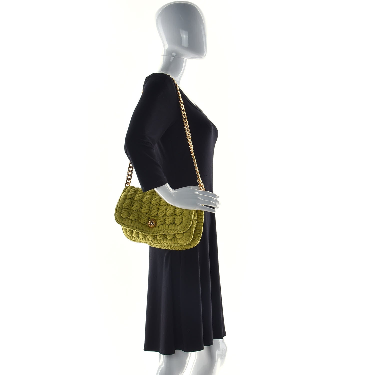 Bottega Veneta Jersey Crochet Shoulder Bag Kiwi 2 of 9