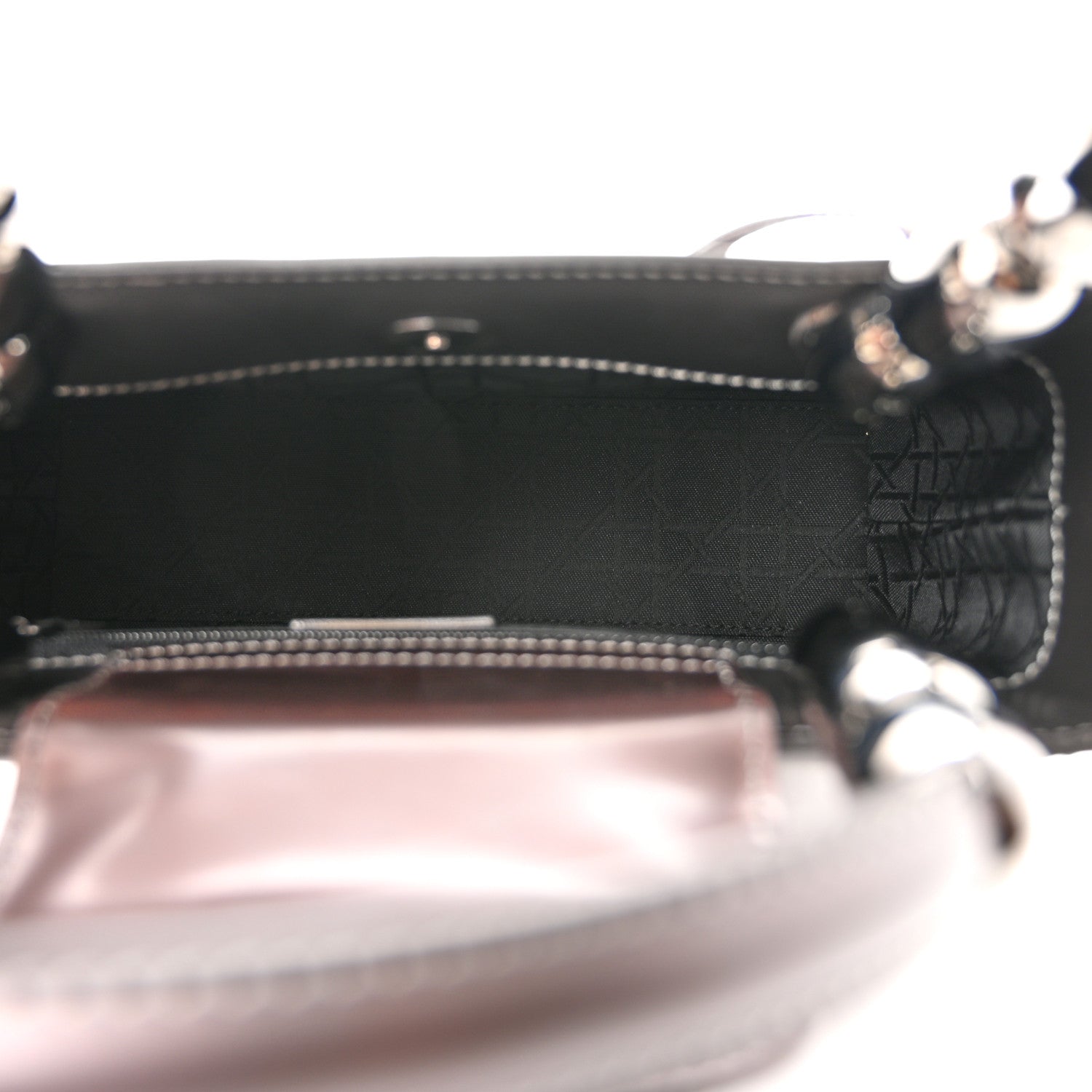 Christian Dior Patent Chrome Beaded Malice Tote Grey Purple 5 of 10