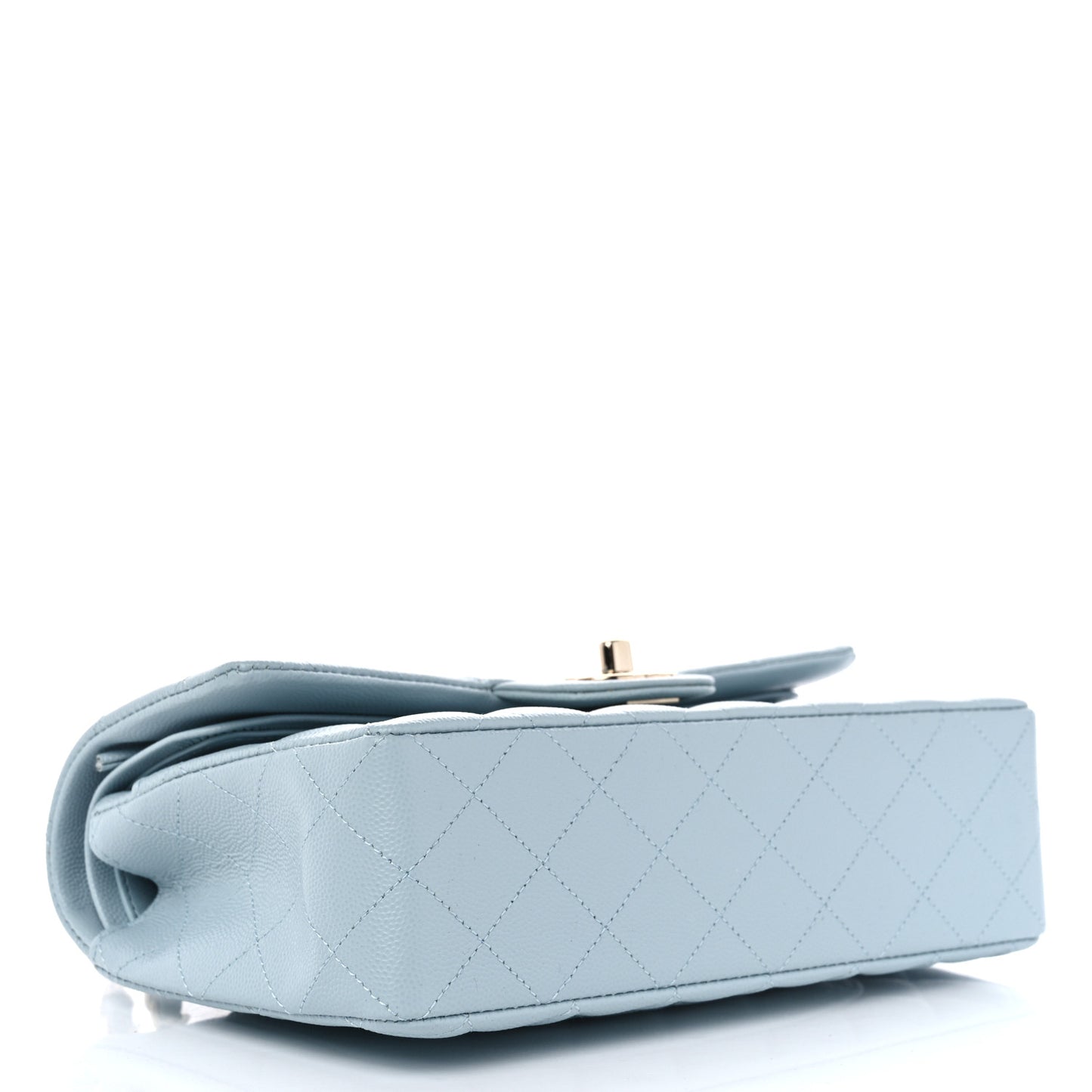 Caviar Quilted Small Double Flap Light Blue