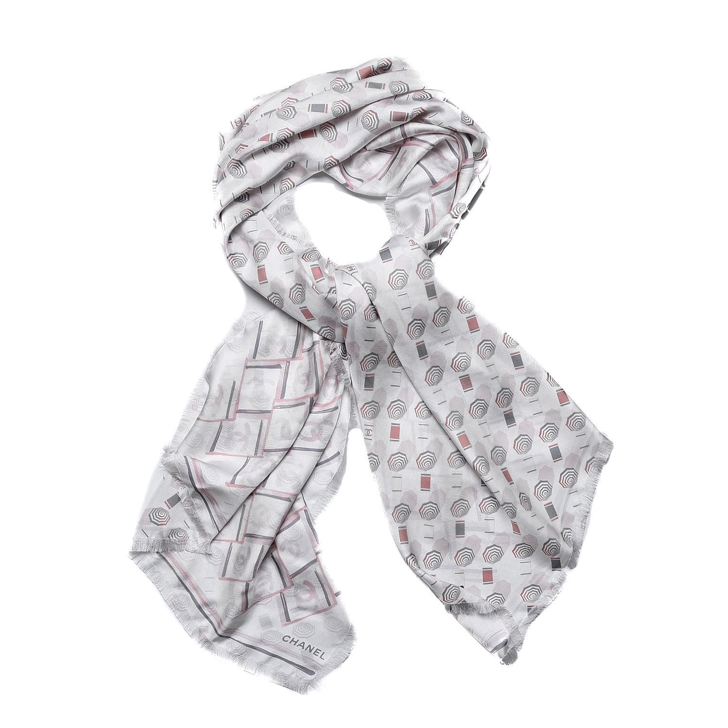Silk CC Umbrella Print Scarf Light Pink
