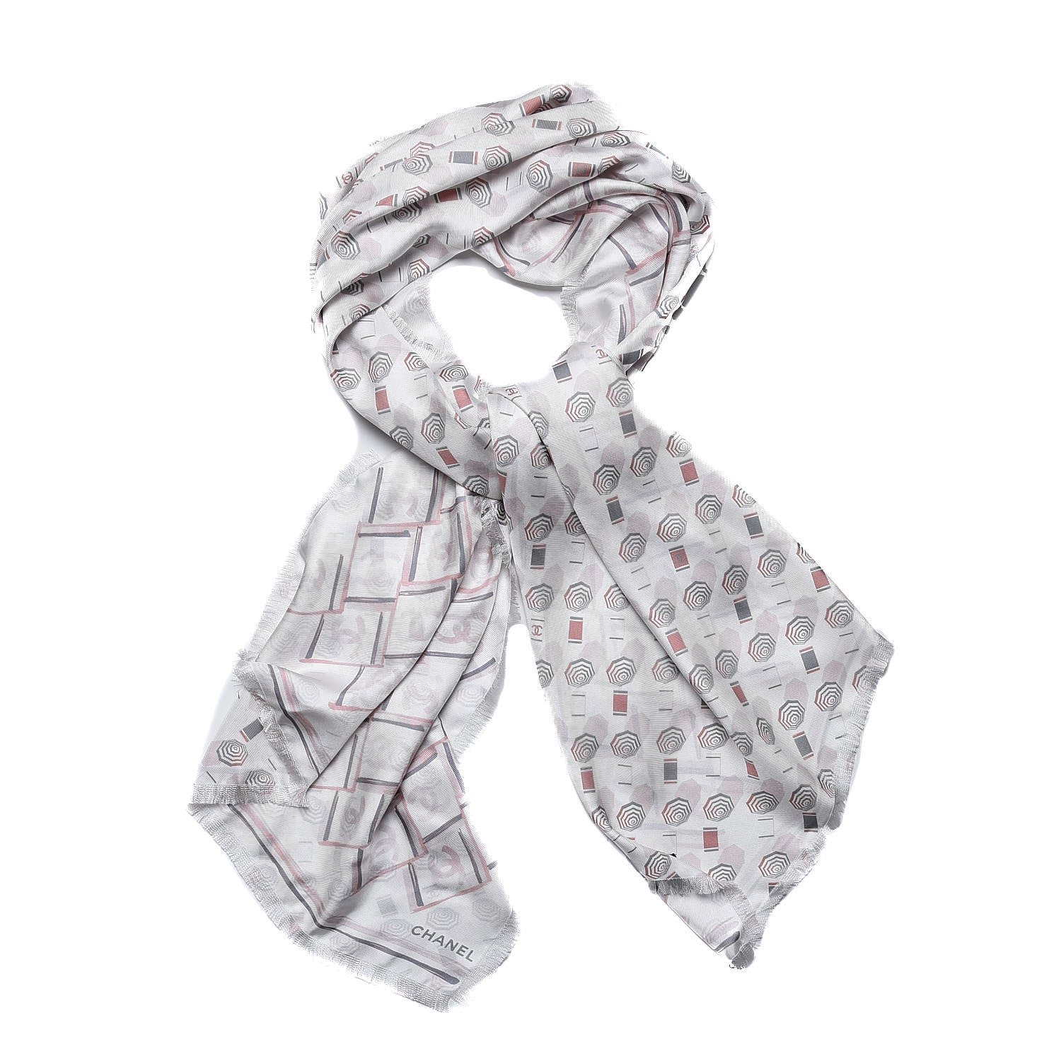 Chanel Silk CC Umbrella Print Scarf Light Pink 1 of 5