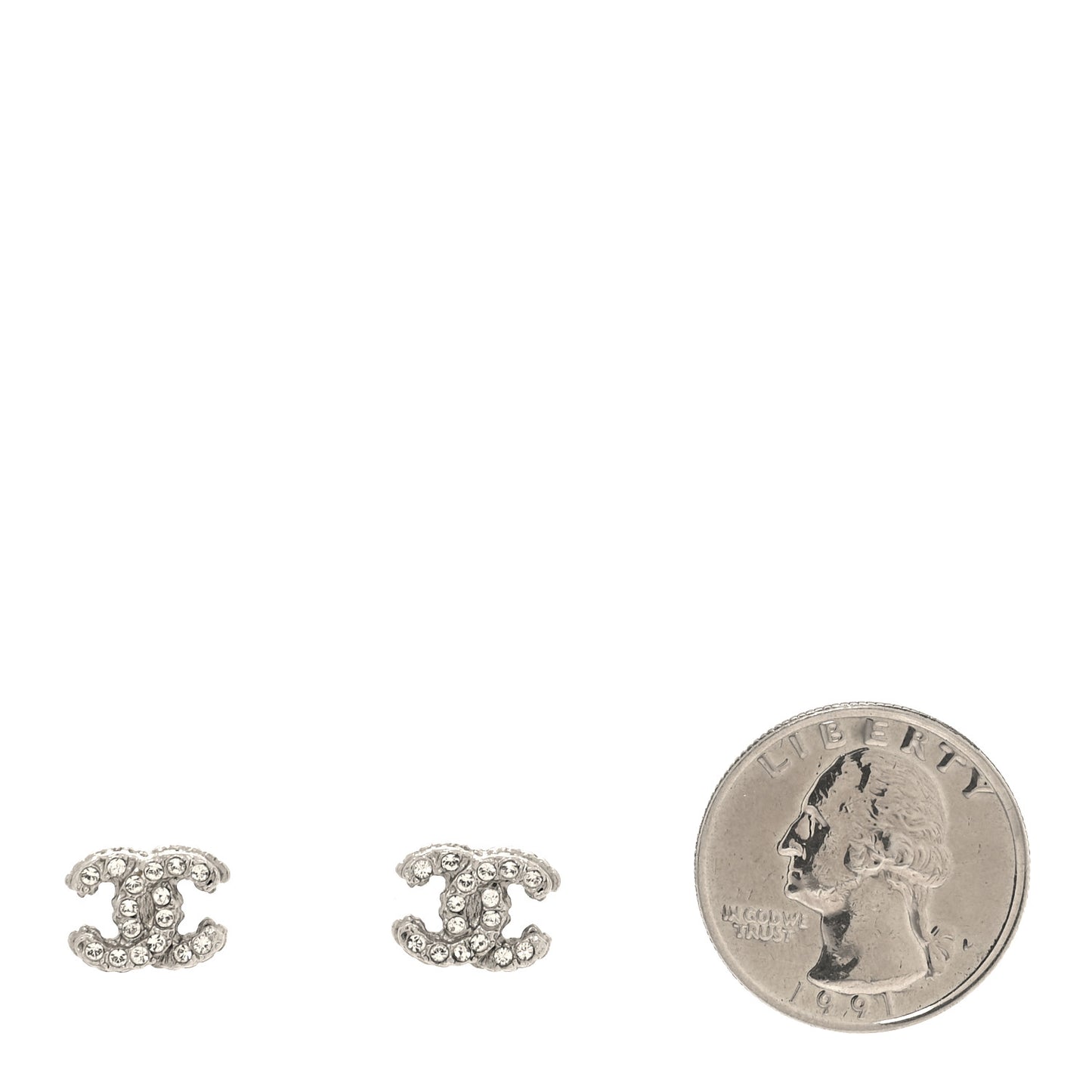 Crystal Mini CC Earrings Silver