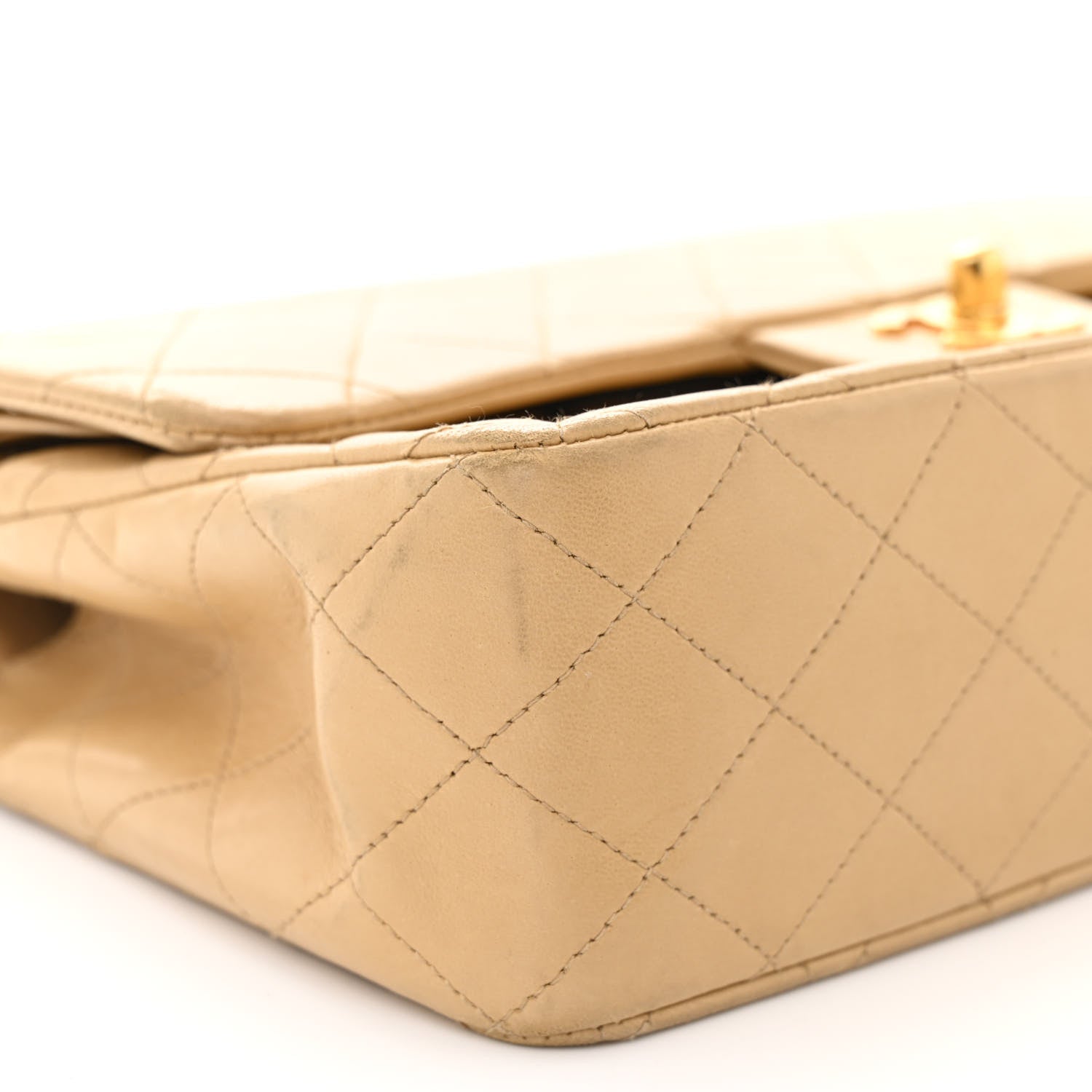 Chanel Lambskin Quilted Medium Double Flap Beige 10 of 14