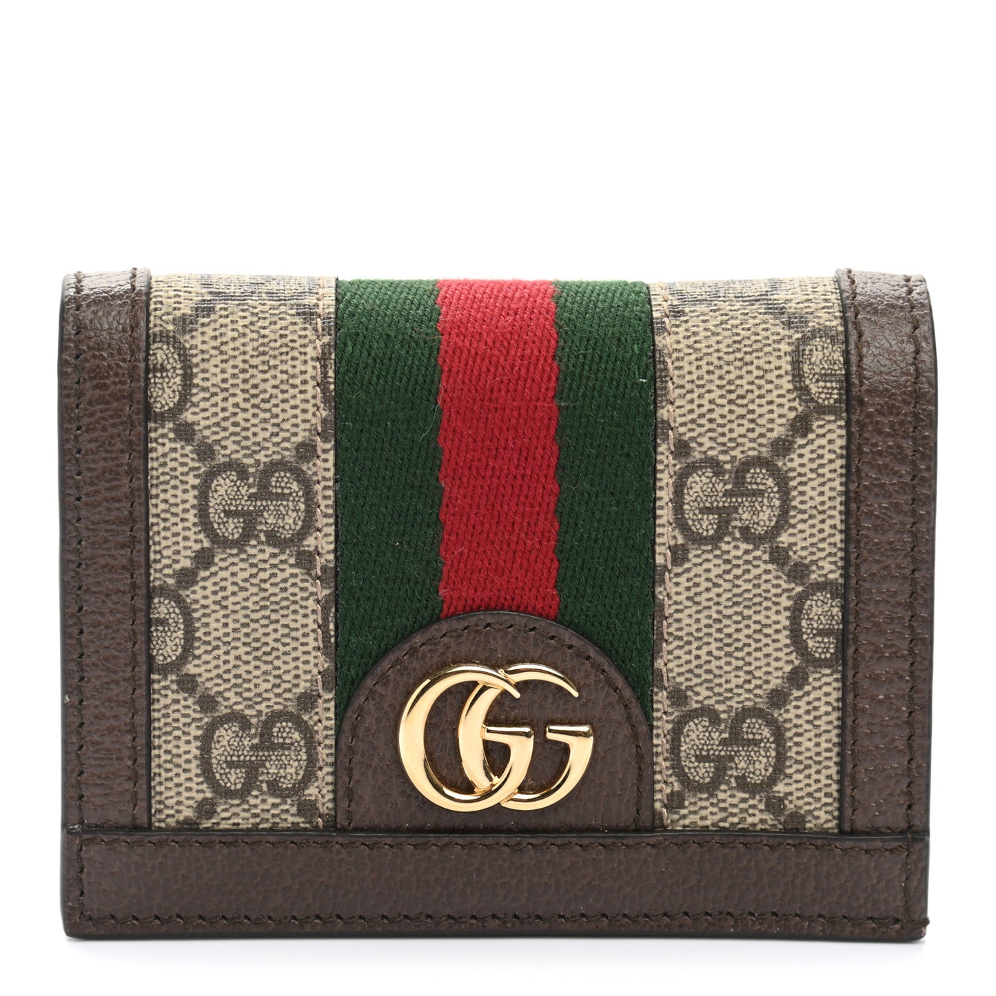GG Supreme Monogram Web Ophidia Card Case Beige New Acero
