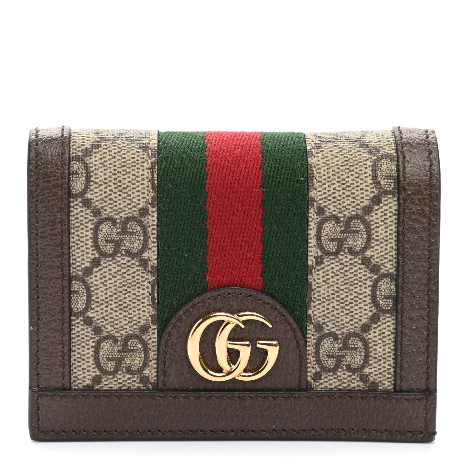 Gucci GG Supreme Monogram Web Ophidia Card Case Beige New Acero 1 of 8