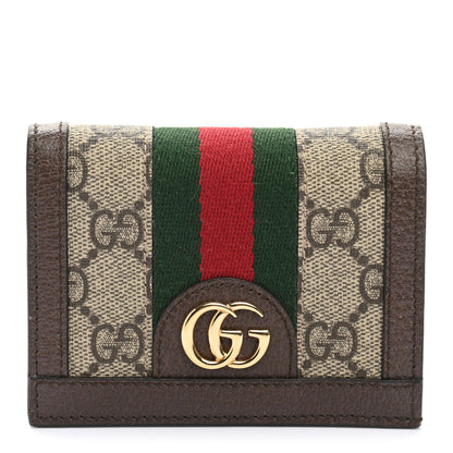 Gucci GG Supreme Monogram Web Ophidia Card Case Beige New Acero 1 of 8