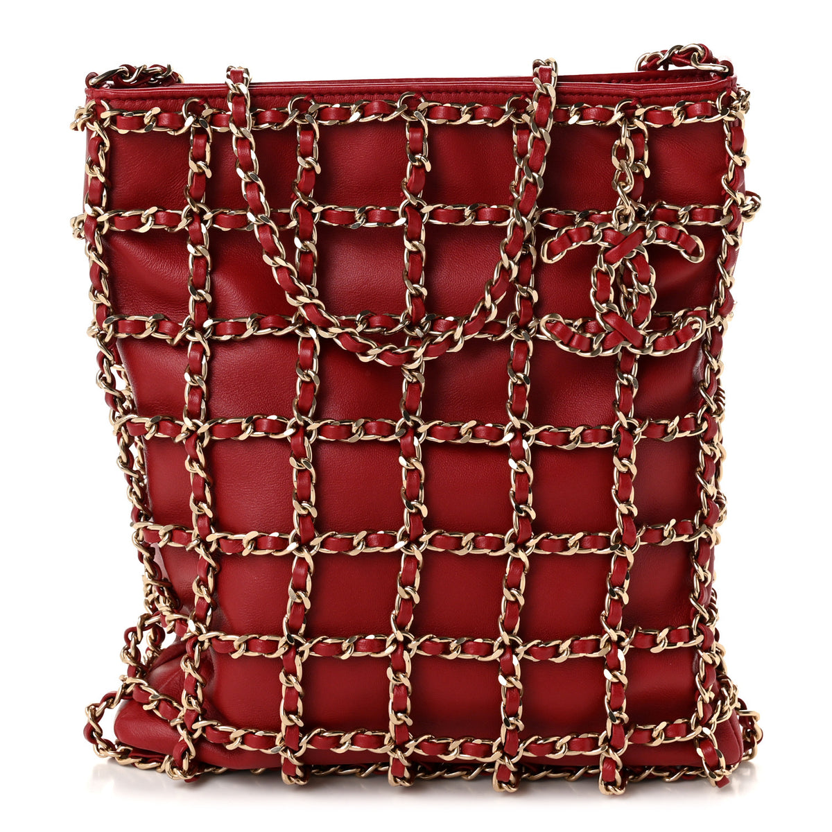 Chanel Lambskin Shopping Chain Tote Red 2 of 19