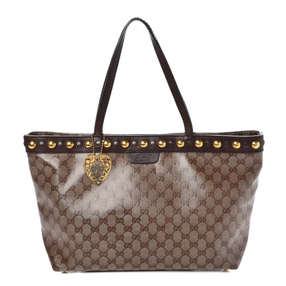 Gucci Crystal Monogram Medium Babouska Shopping Tote Dark Brown 1 of 7