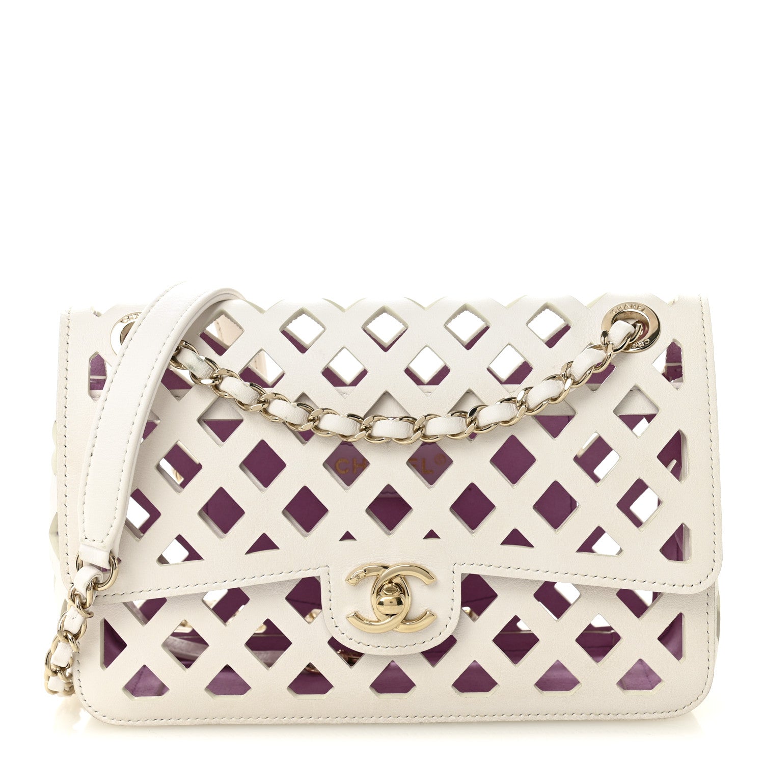 Chanel Lambskin Small Sea Through Flap White Multicolor 1 of 10