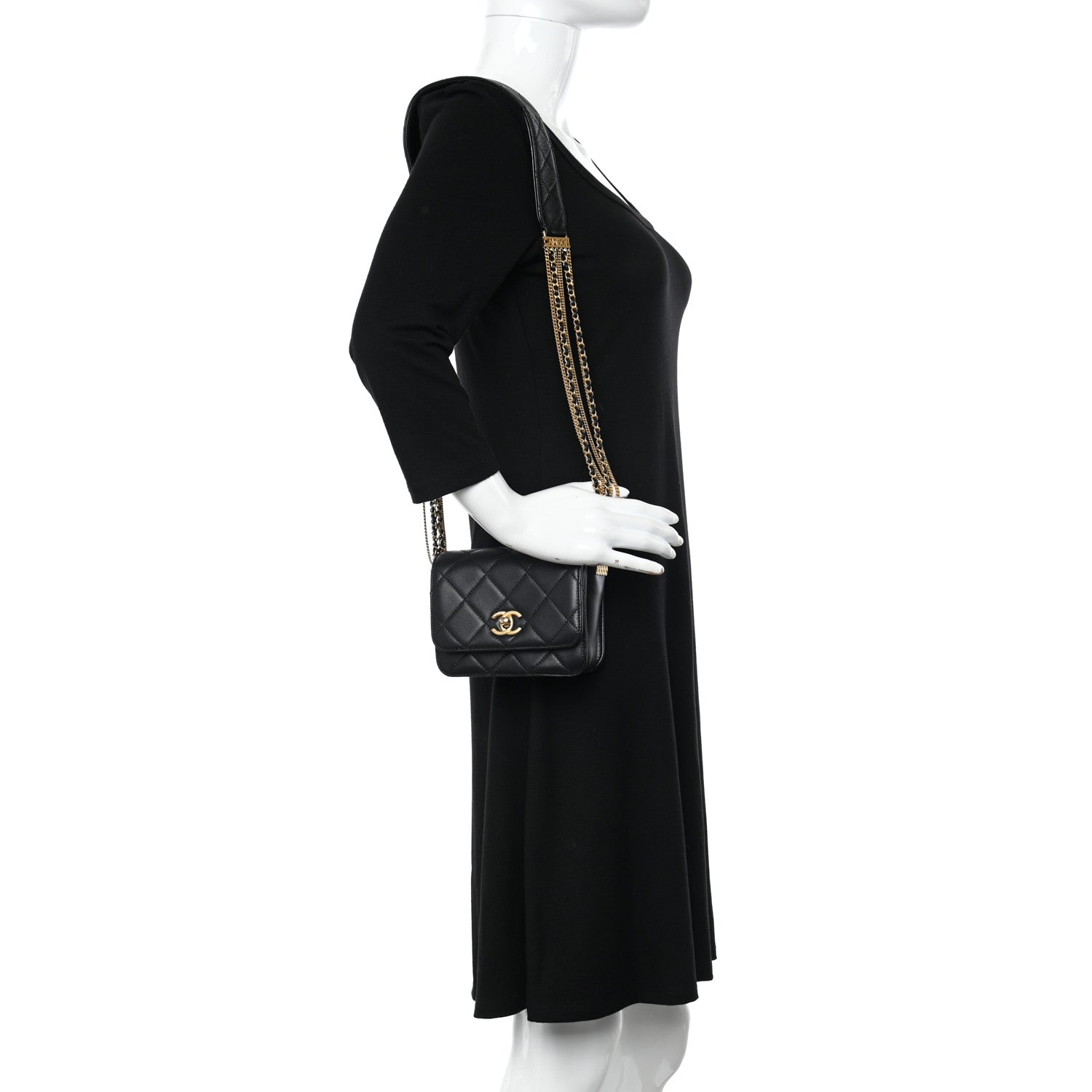 Chanel Lambskin Quilted Small Multiple Chain Flap Black 2 of 10