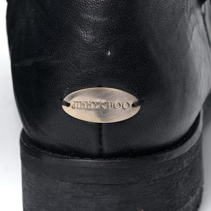 Jimmy Choo Lambskin Yule Knee High Biker Boots 41 Black 7 of 10
