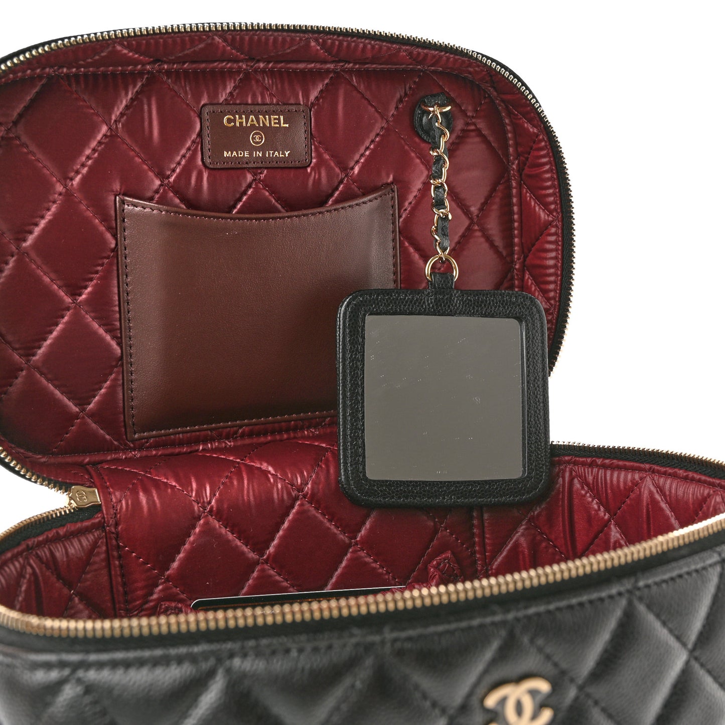 Caviar Quilted Large Vanity Pouch Black