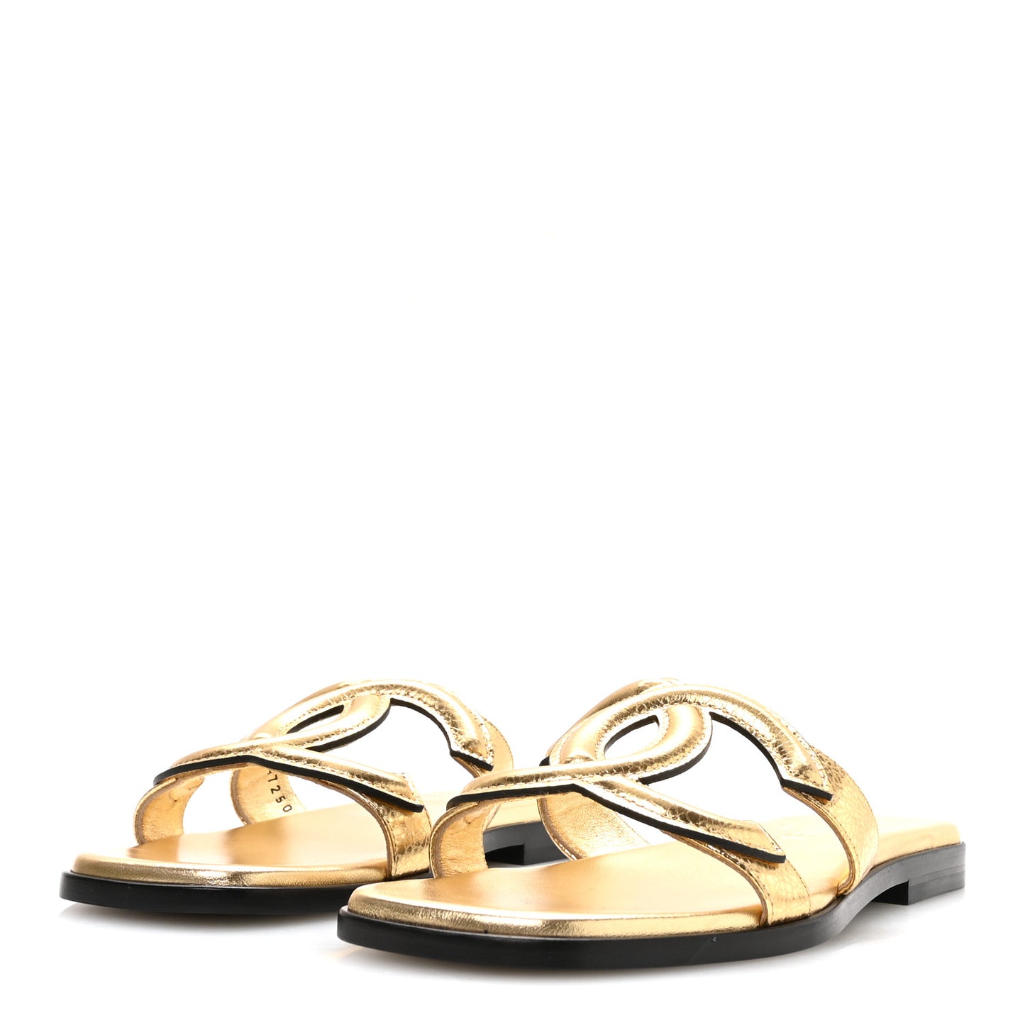 Lambskin CC Cut Out Mules Sandals 36 Black