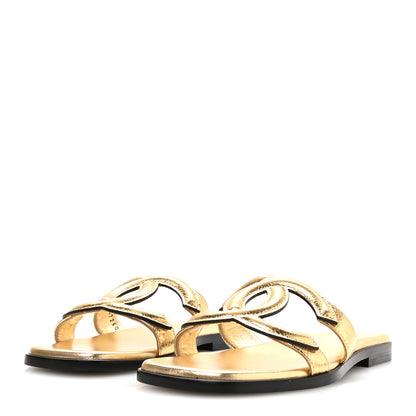 Chanel Lambskin CC Cut Out Mules Sandals 36 Black 4 of 9