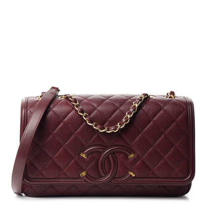 Chanel Caviar Quilted Medium CC Filigree Flap Burgundy 1 of 11