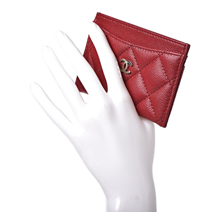 Chanel Caviar Quilted CC Card Holder Dark Red 2 of 9